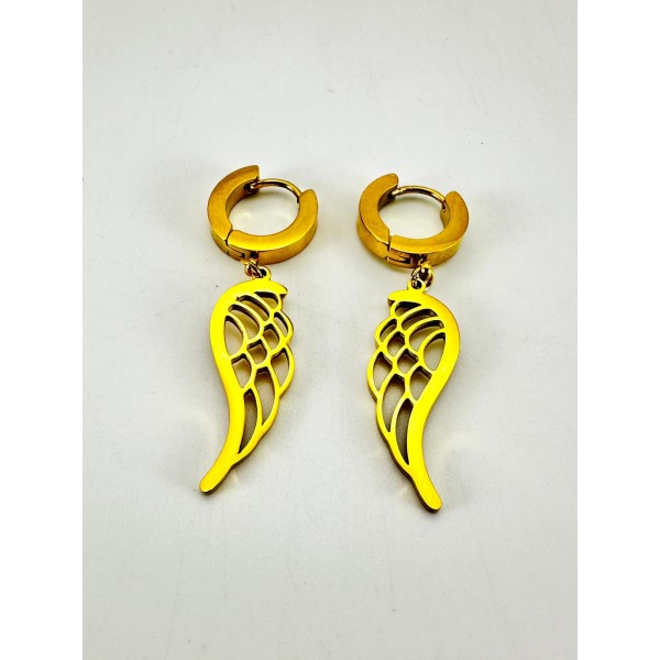 Gold Kanat Detaylı Küpe